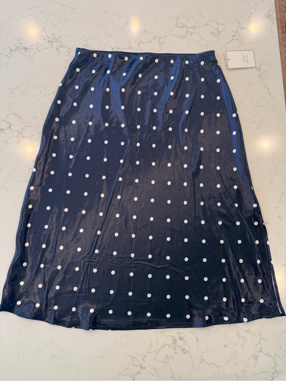 Polka Dot Navy Midi Side Slip Skirt